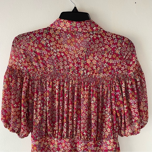 Free People Bonnie floral red orange print mini dress 37769 - Picture 4 of 14